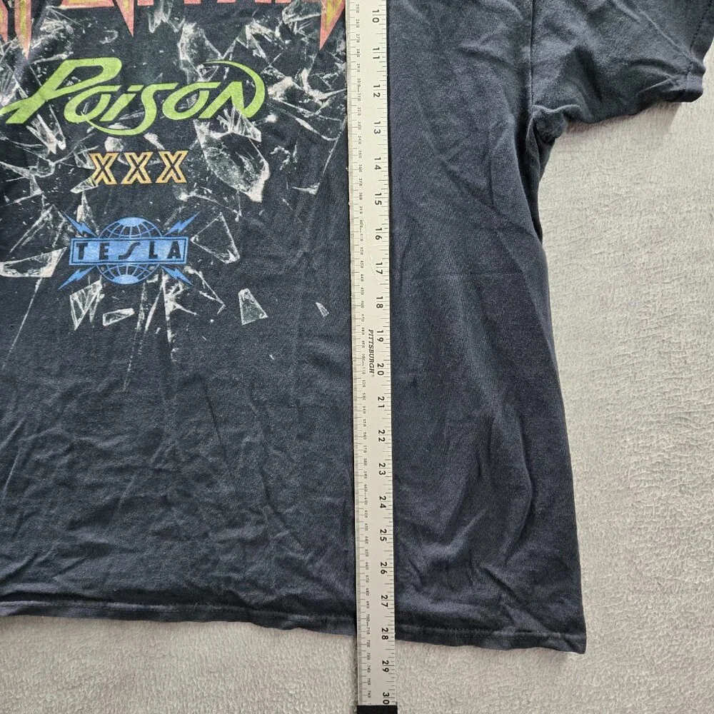 Def Leppard Men Shirt 2XL Black Graphic Print Tesla Tour Band‎ Tee Logo